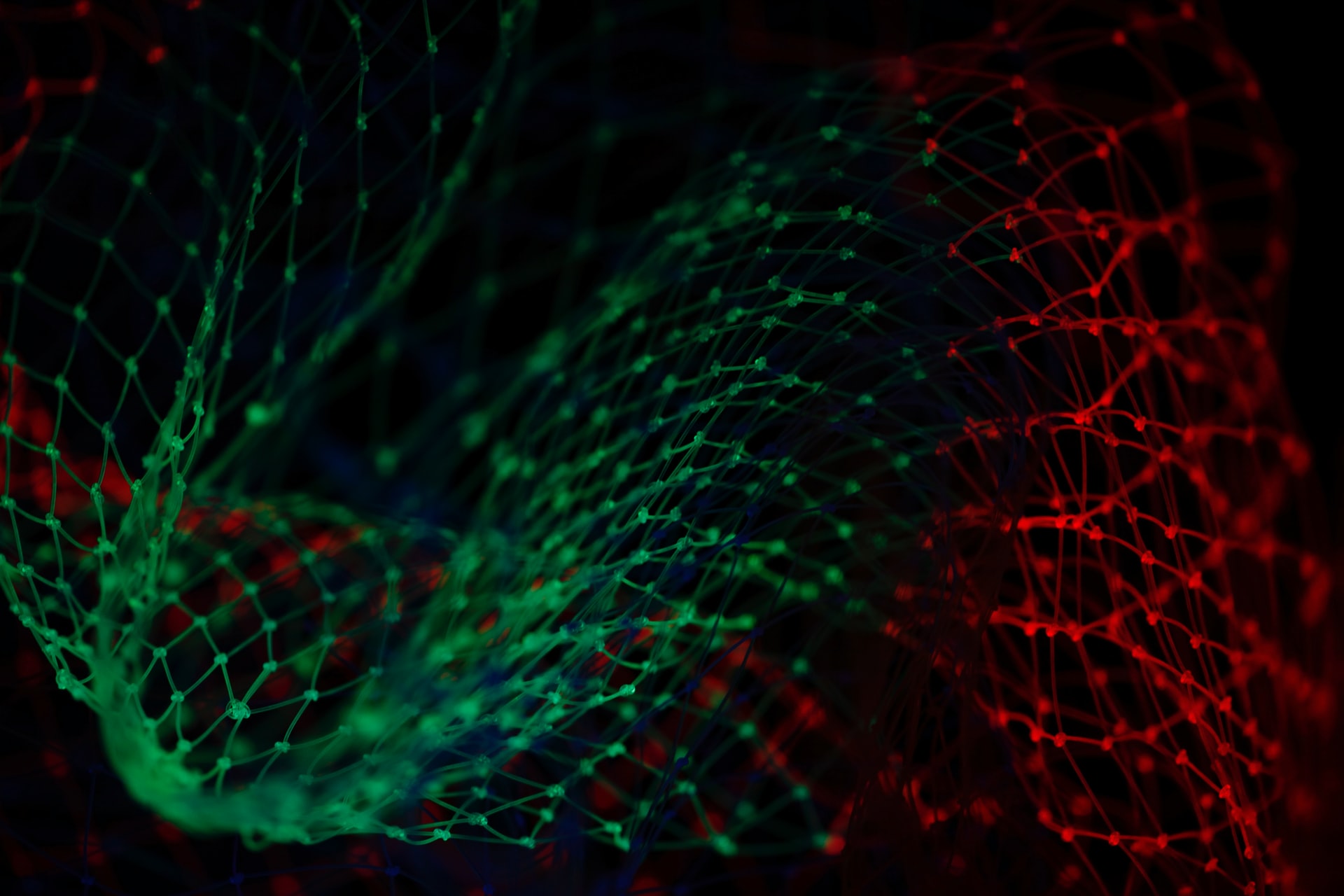 green and red light illuminated net